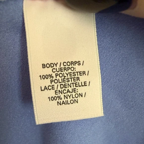 VICTORIA’S SECRET Periwinkle Y2K Lace Trim Slip Babydoll Side Slit Nightgown M - Picture 8 of 11